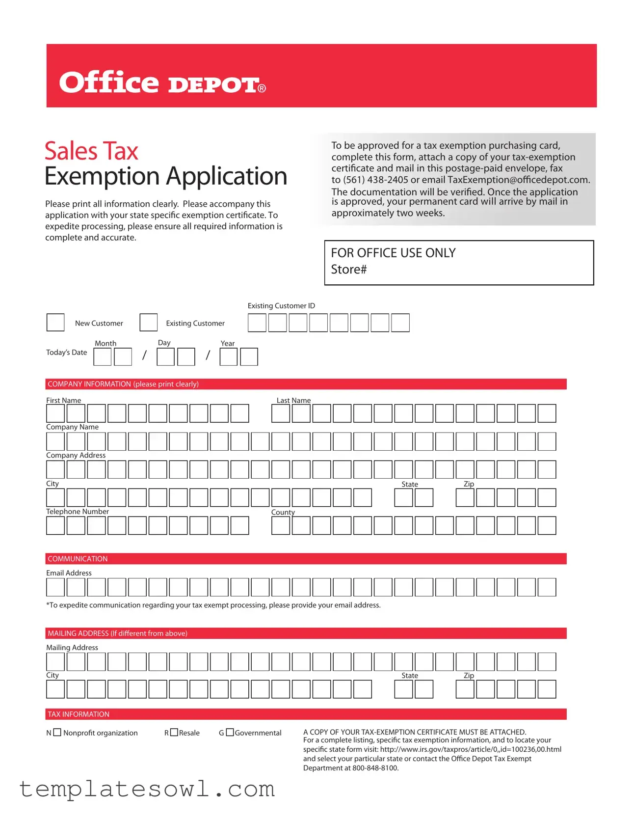 Fill Out Your Office Depot Tax Exempt Form