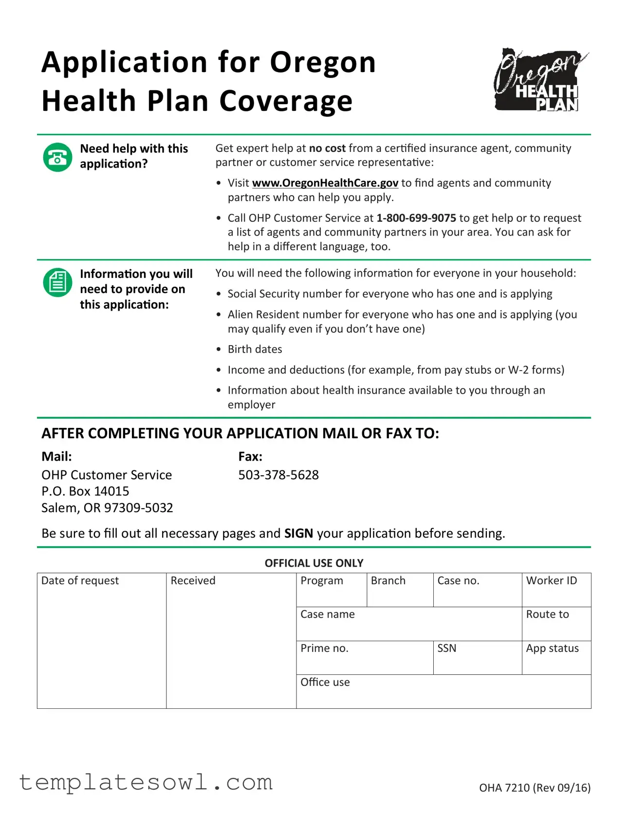 Fill Out Your Oha 7210 Form