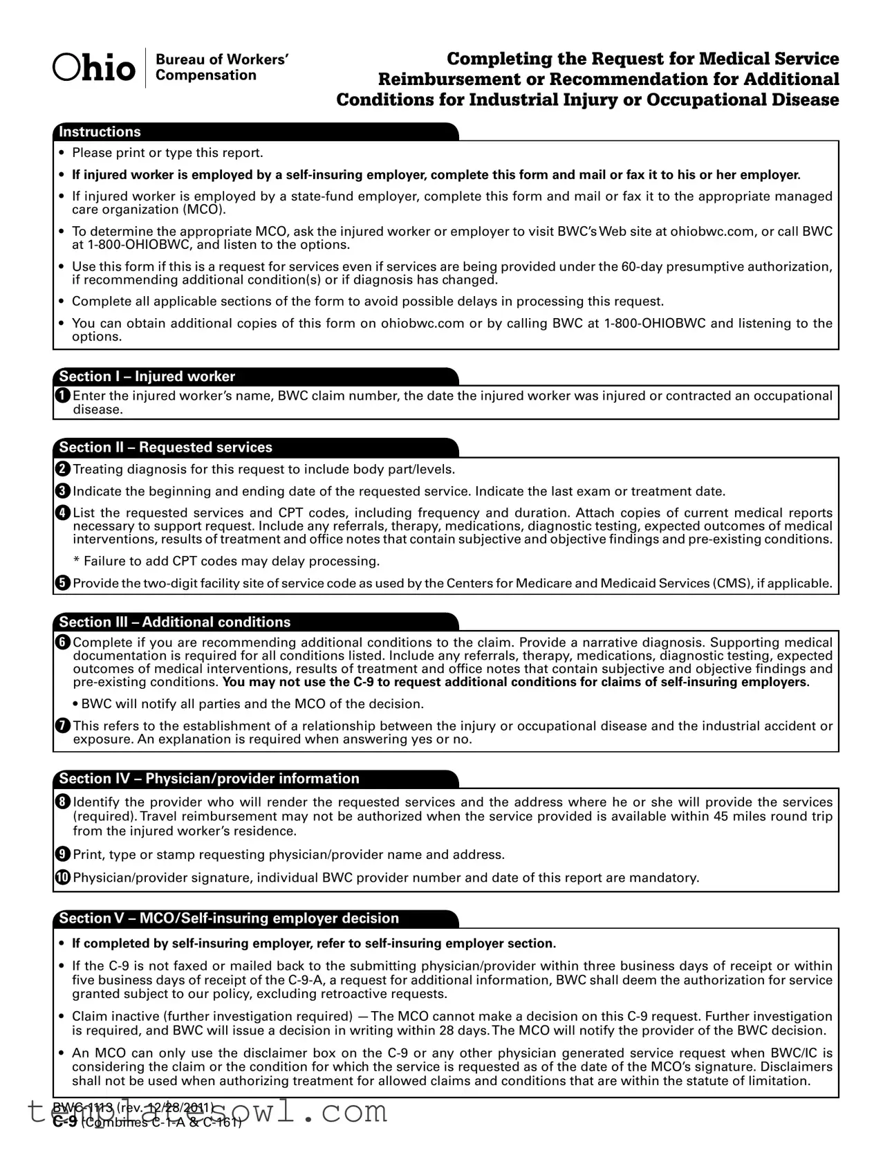Fill Out Your Ohio Bwc Writable C 9 Form