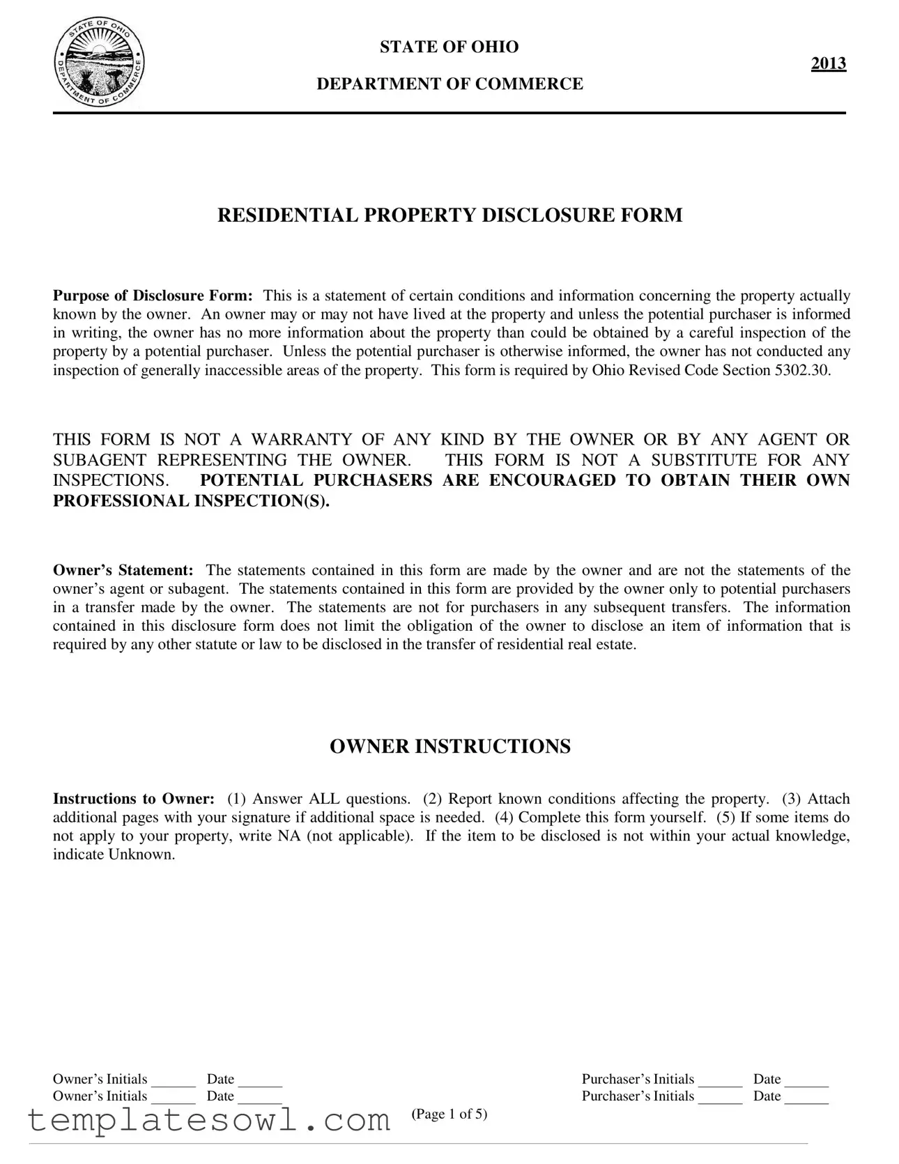 Fill Out Your Ohio Disclosure Form