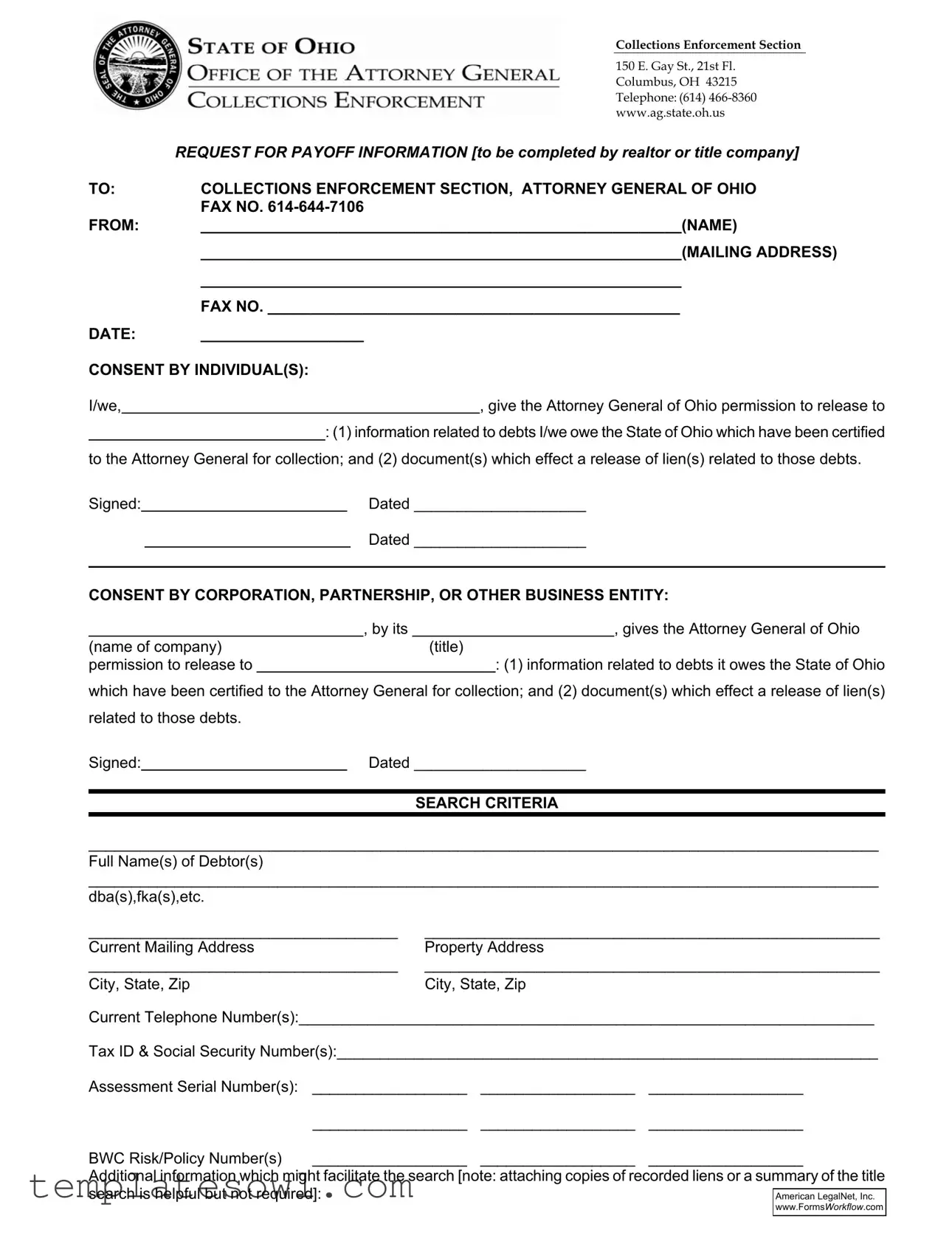 Fill Out Your Ohio Payoff Form