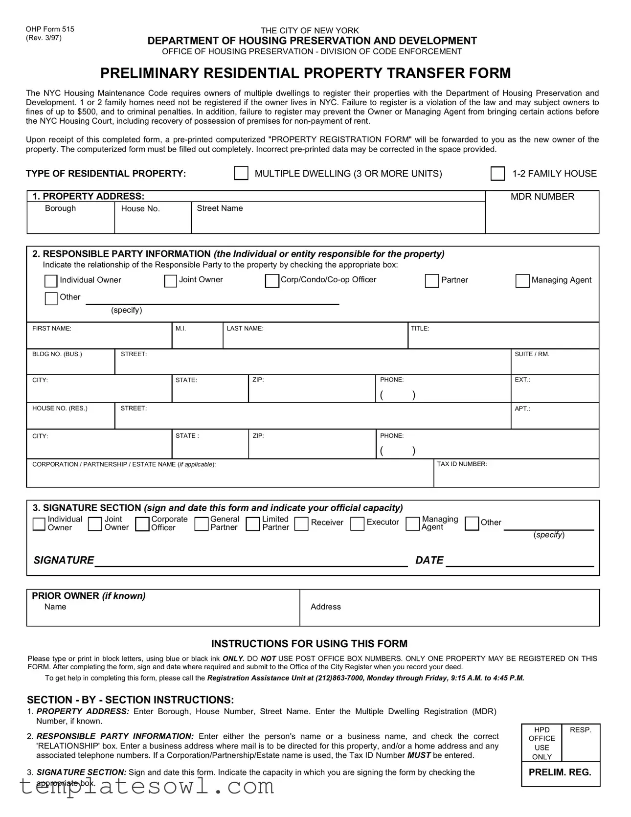 Fill Out Your Ohp 515 Form