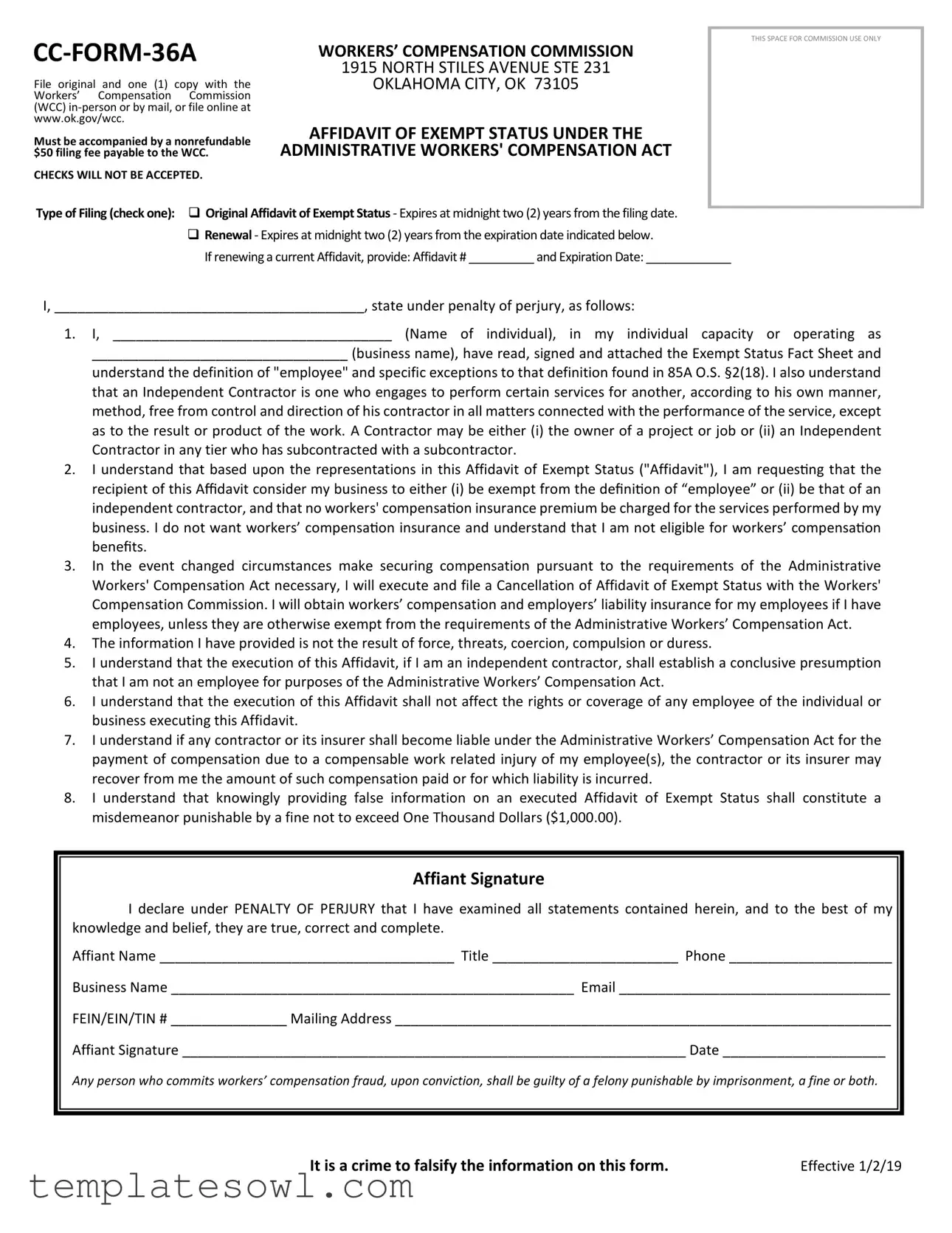 Fill Out Your Oklahoma Exempt Form