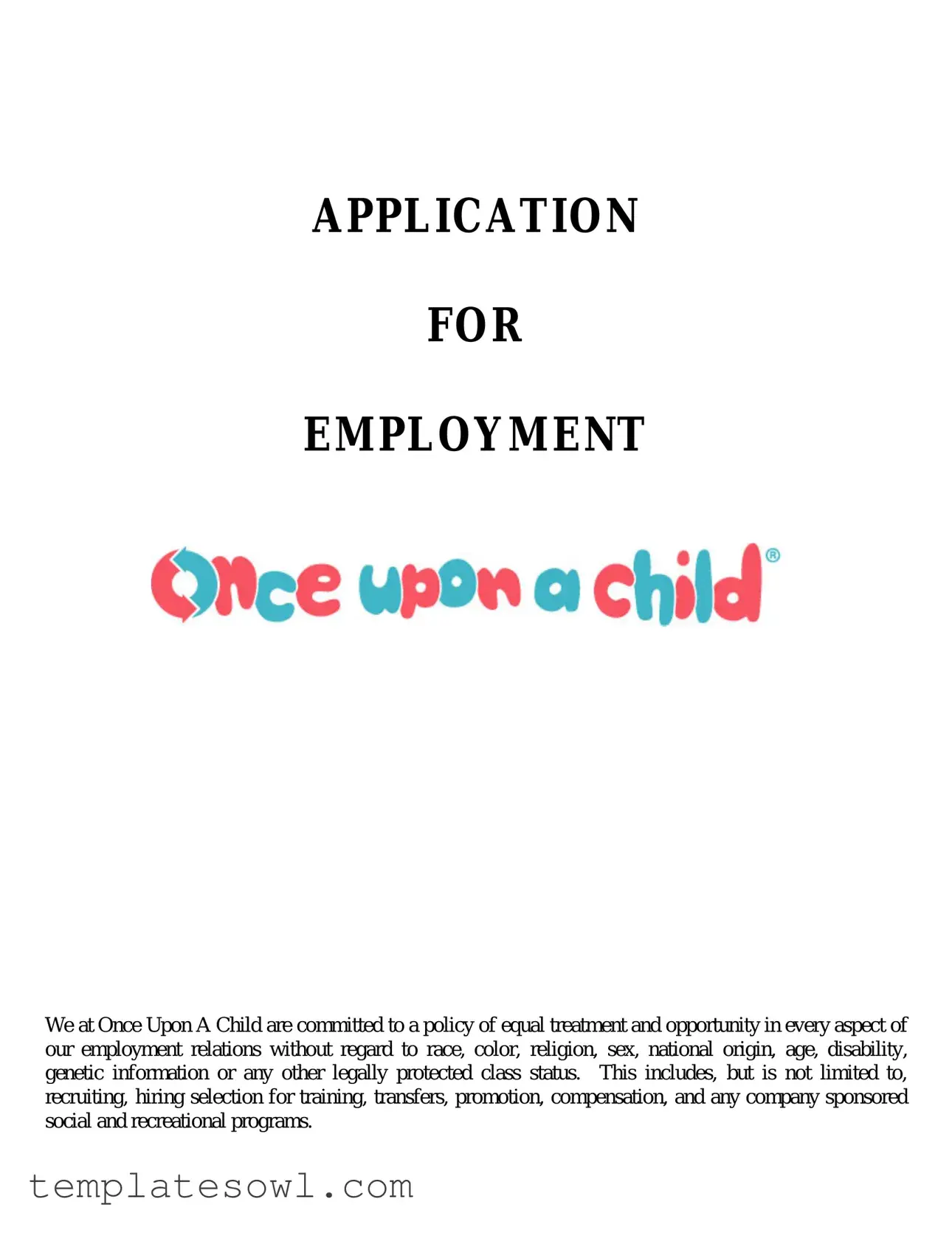 Fill Out Your Once Upon A Child Job Application Form