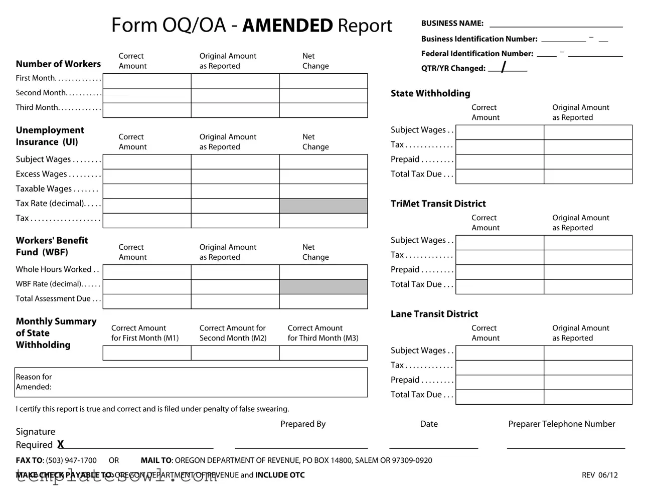 Fill Out Your Oq Form