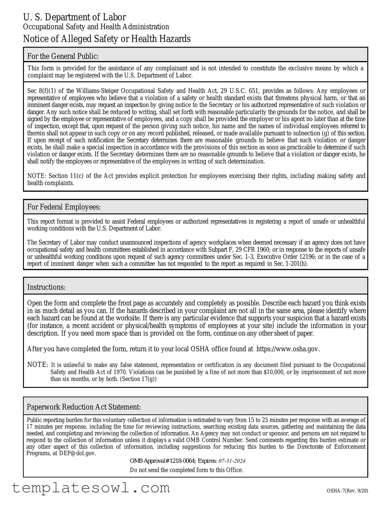 Fill Out Your Osha 7 Form