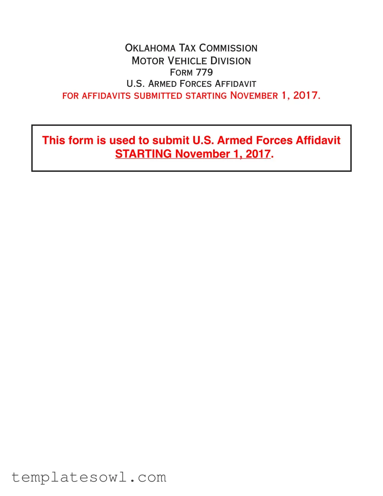 Fill Out Your Otc 779 Form