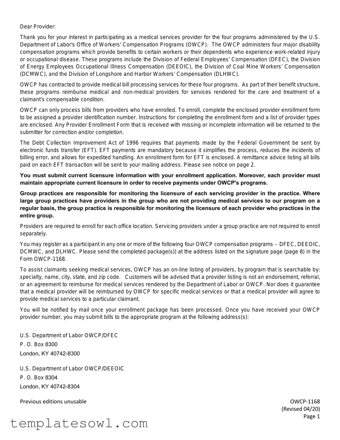Fill Out Your Owcp 1168 Form