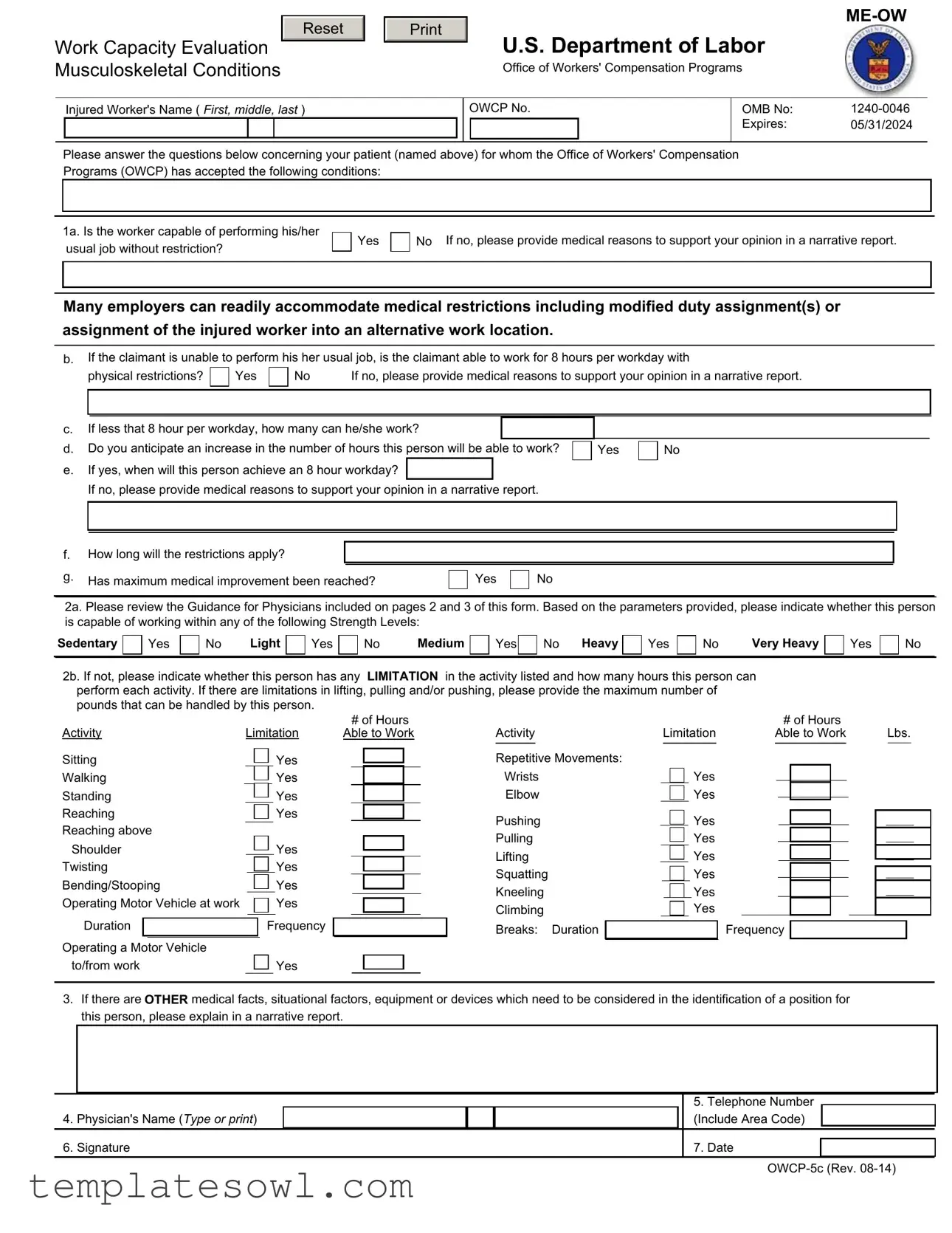 Fill Out Your Owcp 5C Form