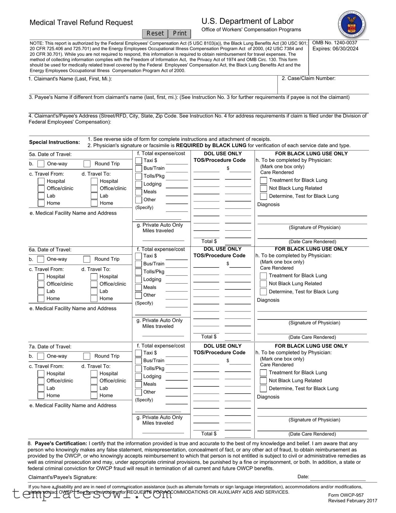 Fill Out Your Owcp 957 Form