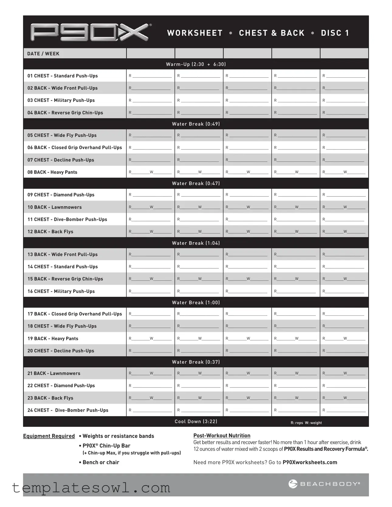 Fill Out Your P90X Legs And Back Form