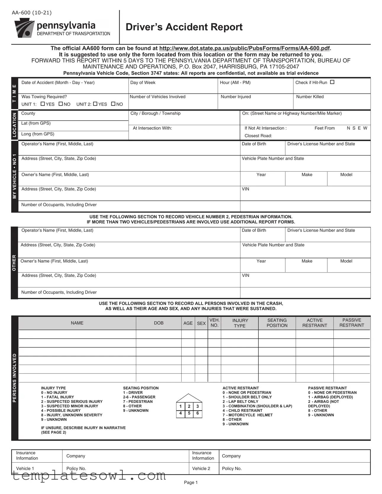 Fill Out Your Pa Aa 600 Form