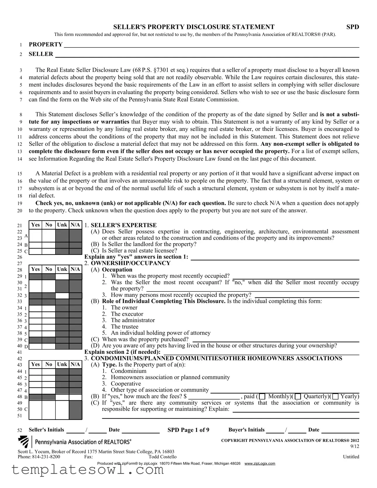 Fill Out Your Pa Disclosure Form