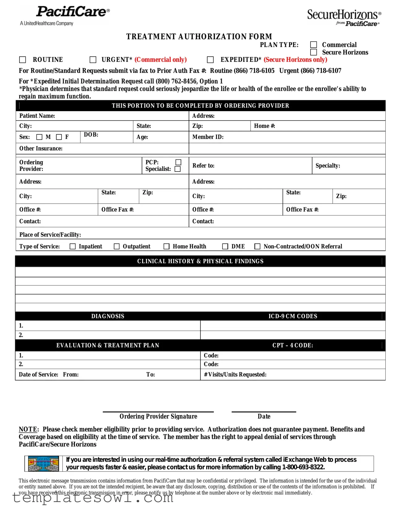Fill Out Your Pacificare Form