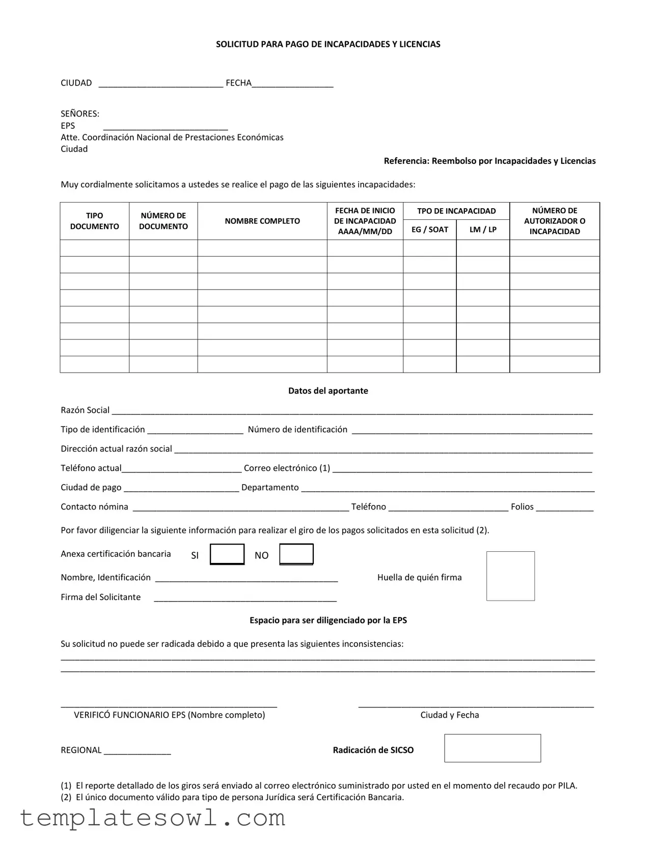 Fill Out Your Para Pagos De Incapacidades Form