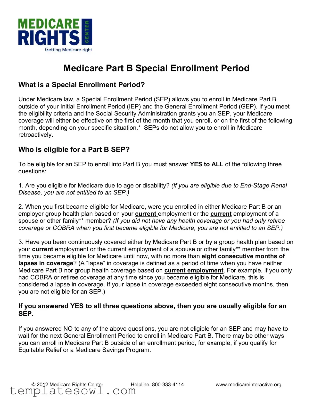 Fill Out Your Part B Special Enrollment Form