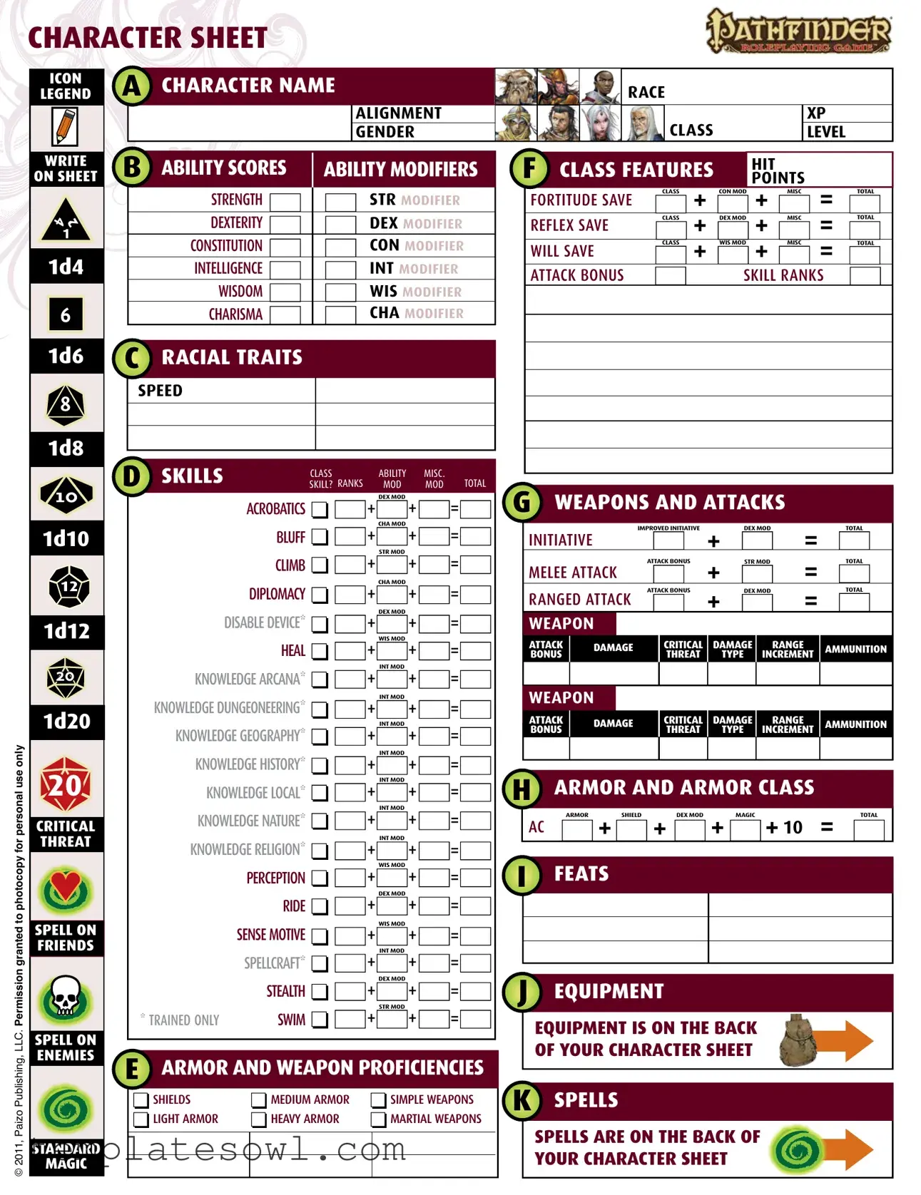 Fill Out Your Pathfinder Character Sheet Form