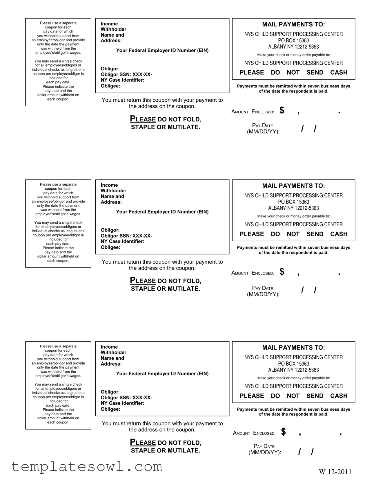 Fill Out Your Payable Coupon Form