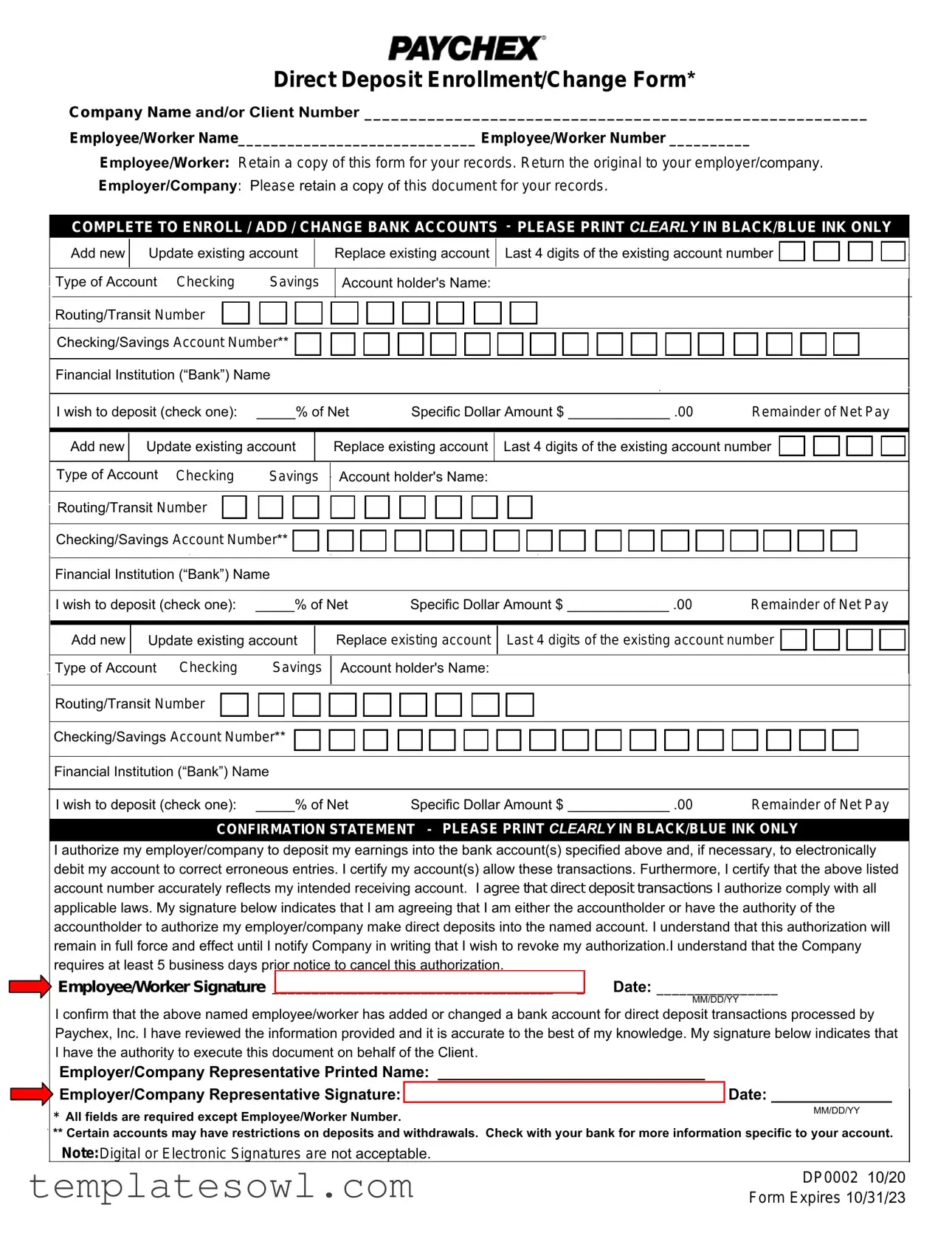 Fill Out Your Paychex Direct Deposit Form
