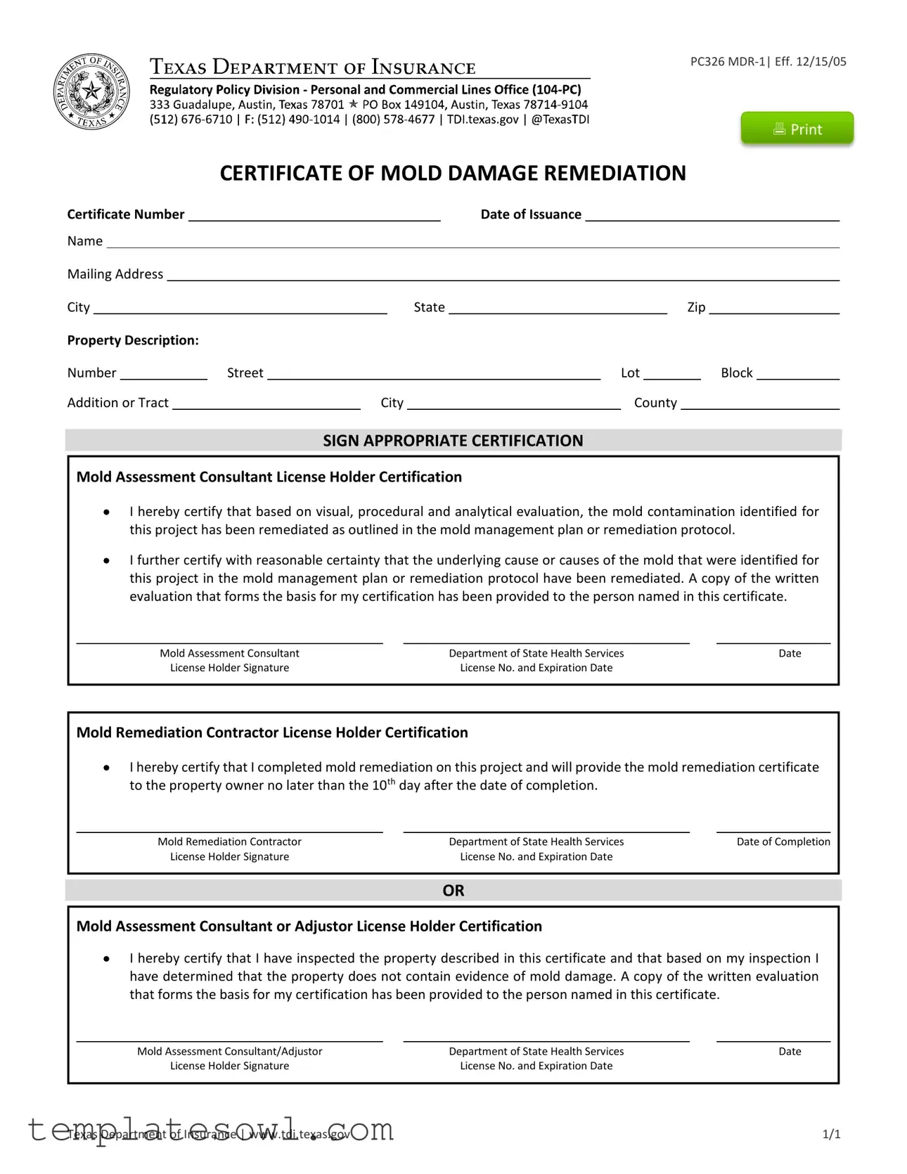 Fill Out Your Pc326 Mdr 1 Form