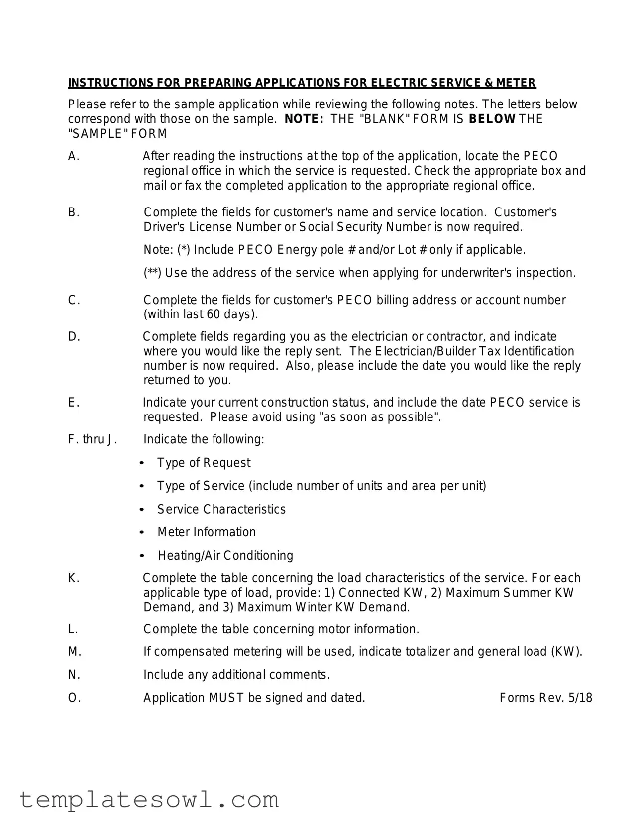 Fill Out Your Peco Service And Meter Application Form