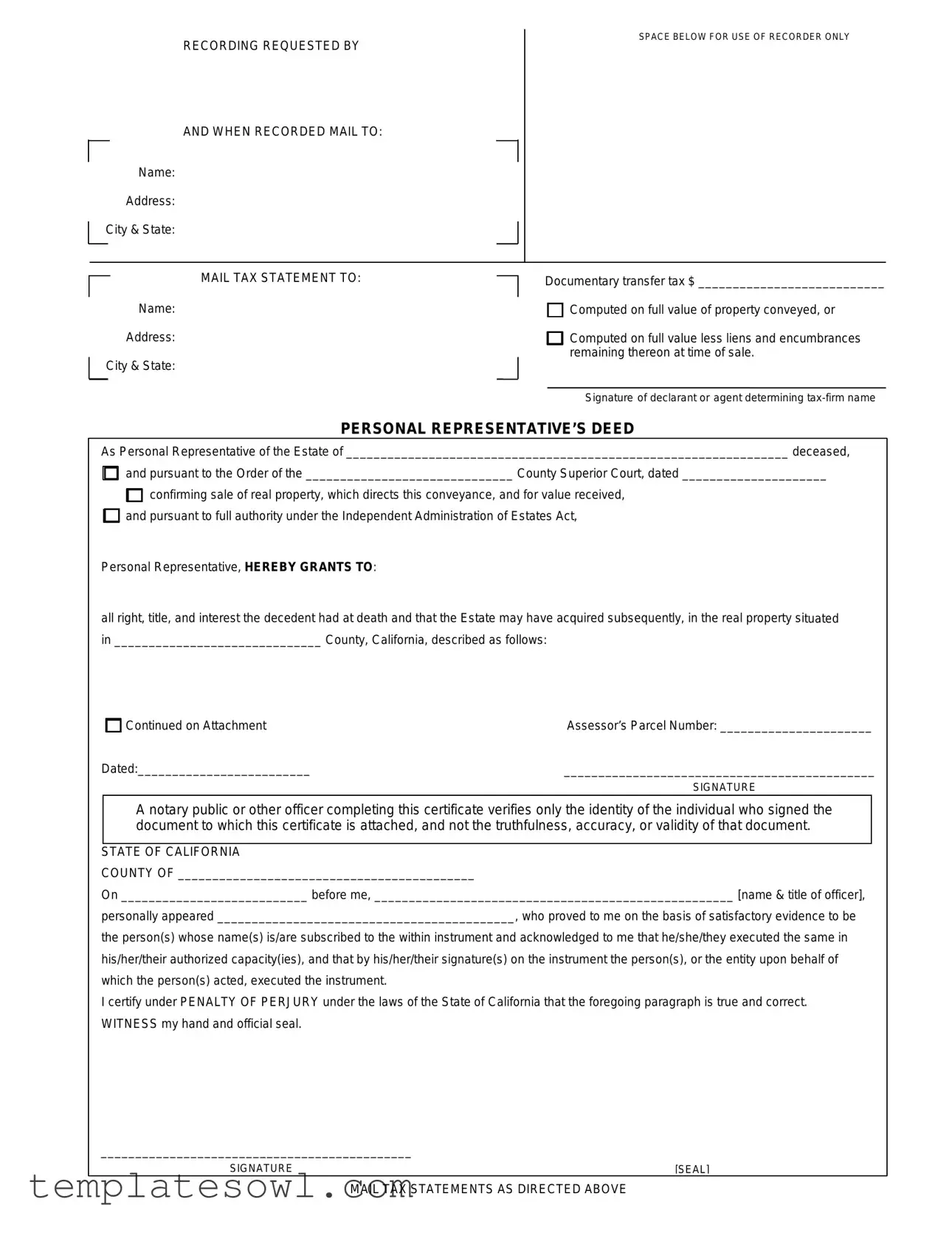 Fill Out Your Personal Deed Form
