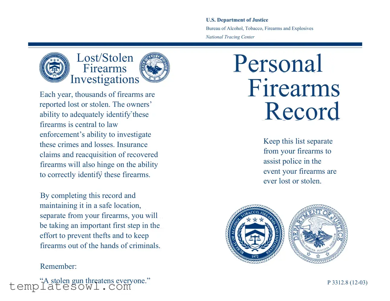 Fill Out Your Personal Firearms Record Form