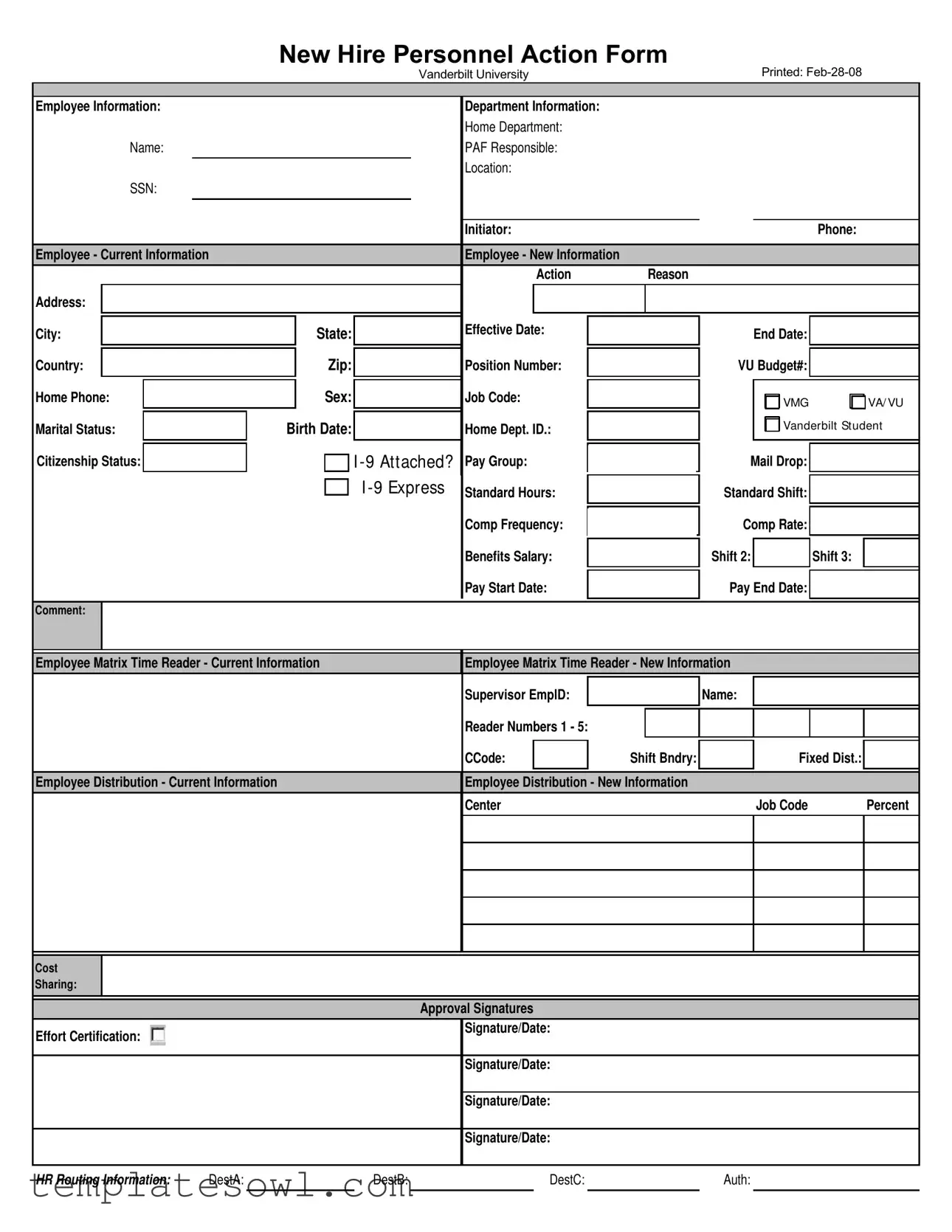Fill Out Your Personnel Action Form