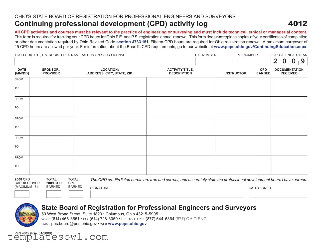 Fill Out Your Pes 4012 Form