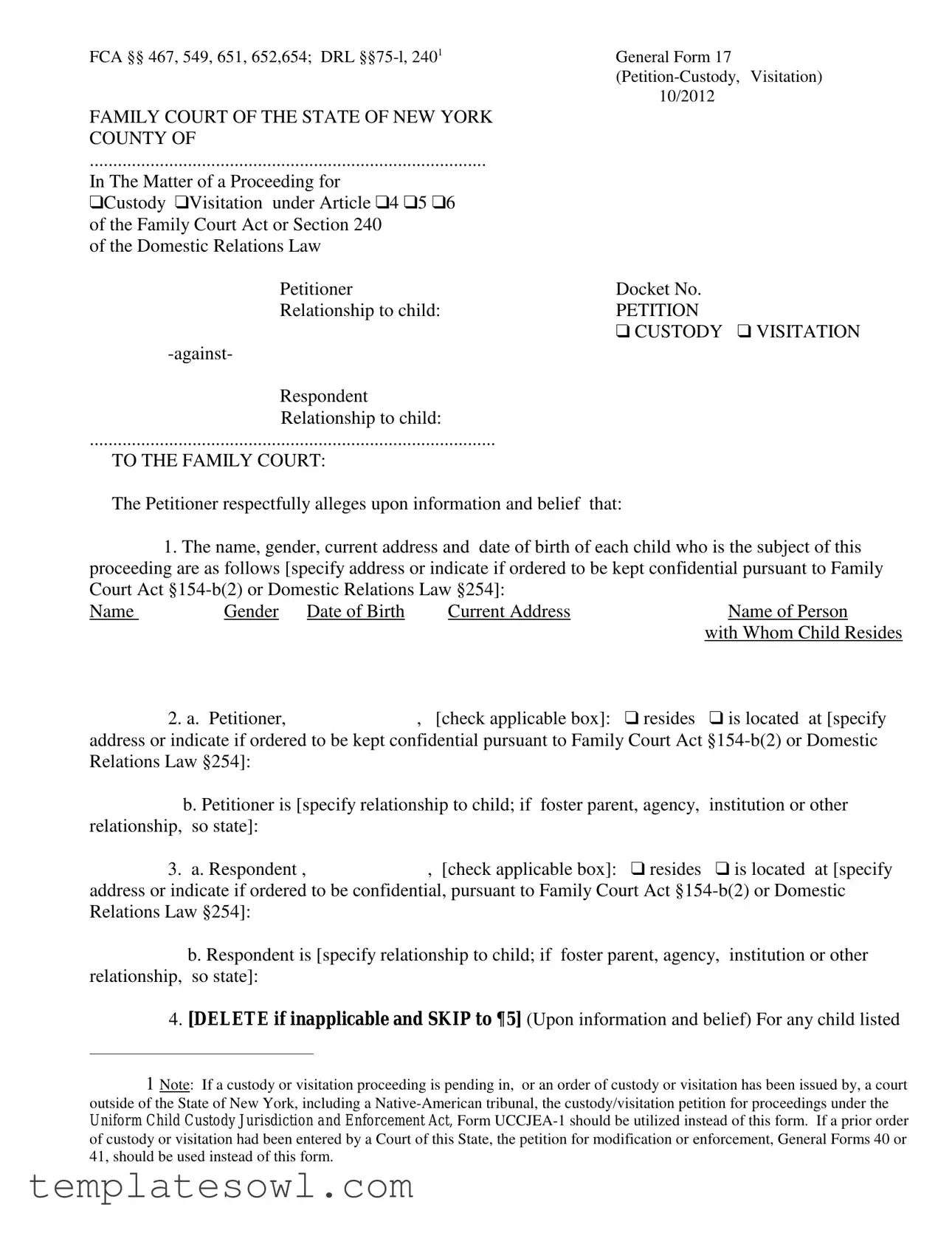 Fill Out Your Petition For Modification Ny Gf 17 Form