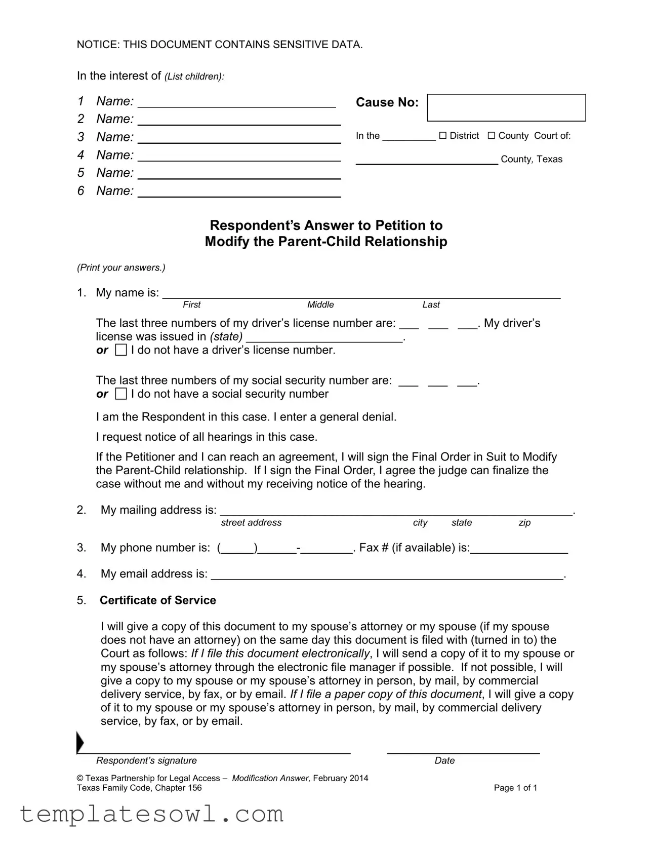 Fill Out Your Petition Of Custody Form