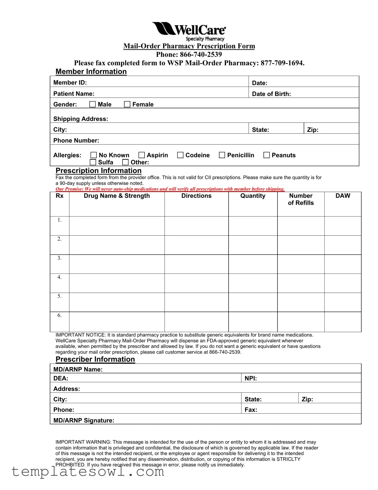 Fill Out Your Pharmacy Prescription Form