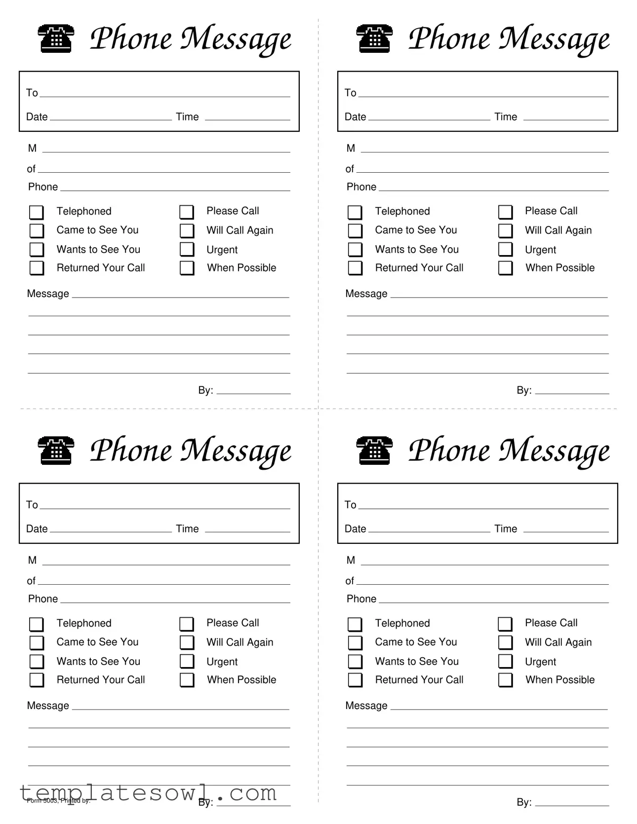Fill Out Your Phone Message Slips Form