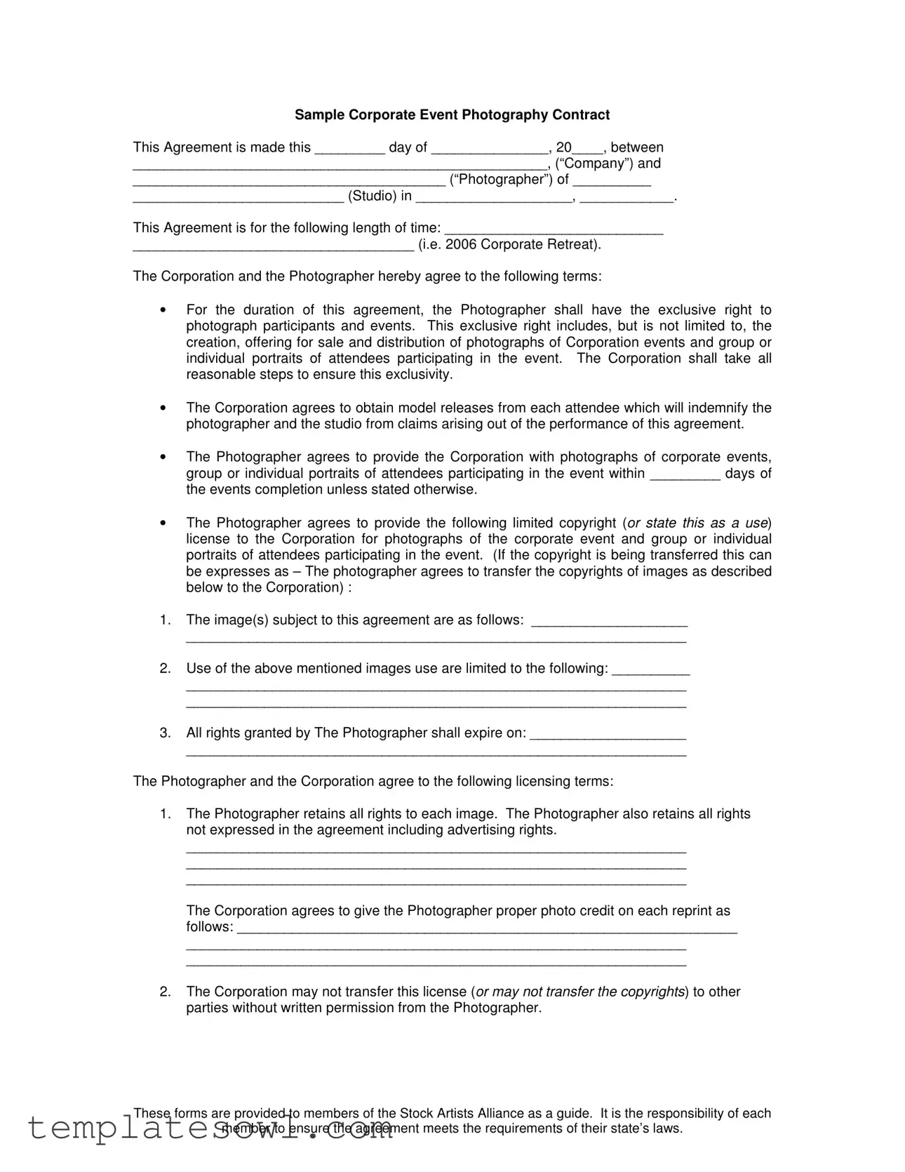 Fill Out Your Photographer Contract Deal For Organization Form