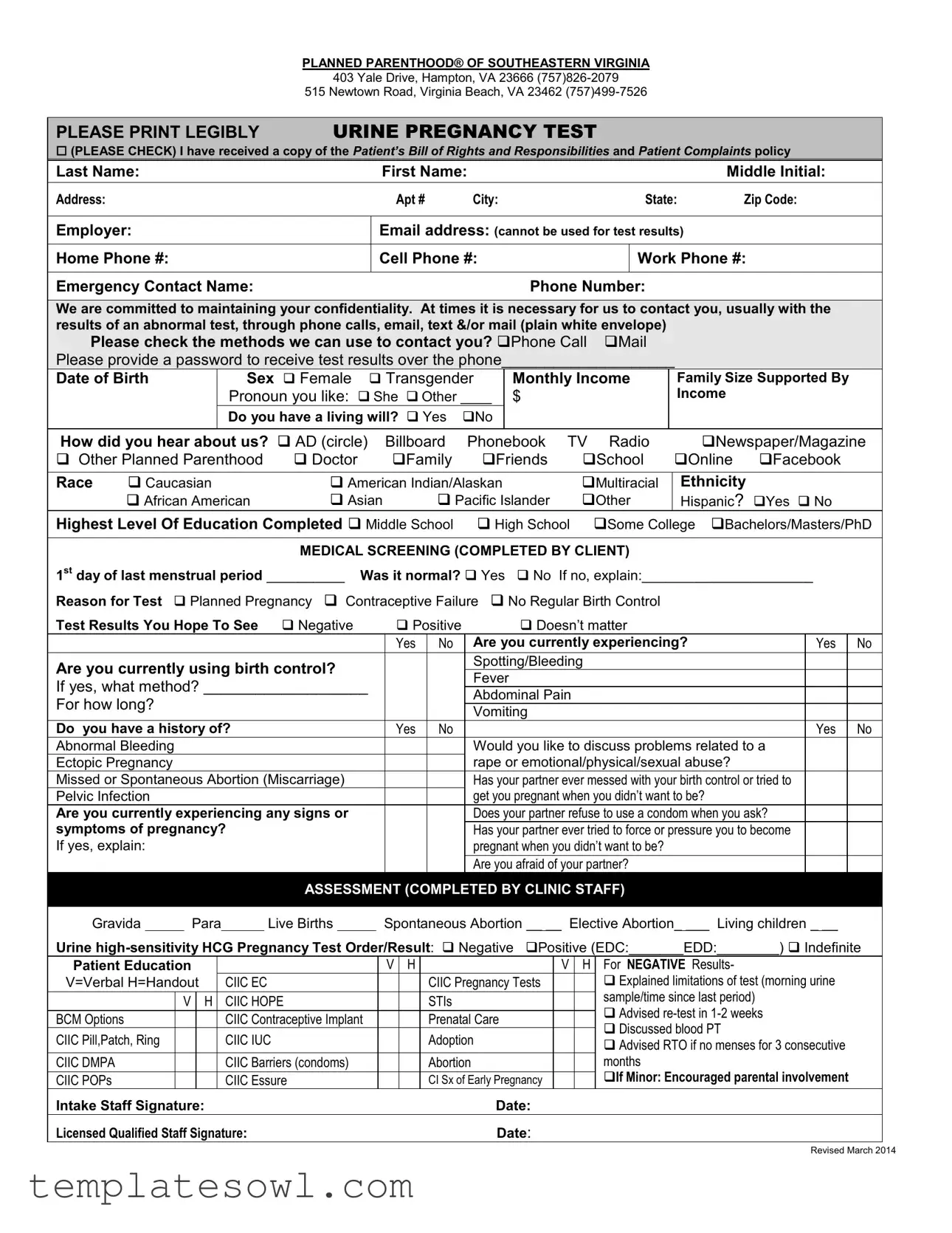 Fill Out Your Planned Parenthood Proof Form