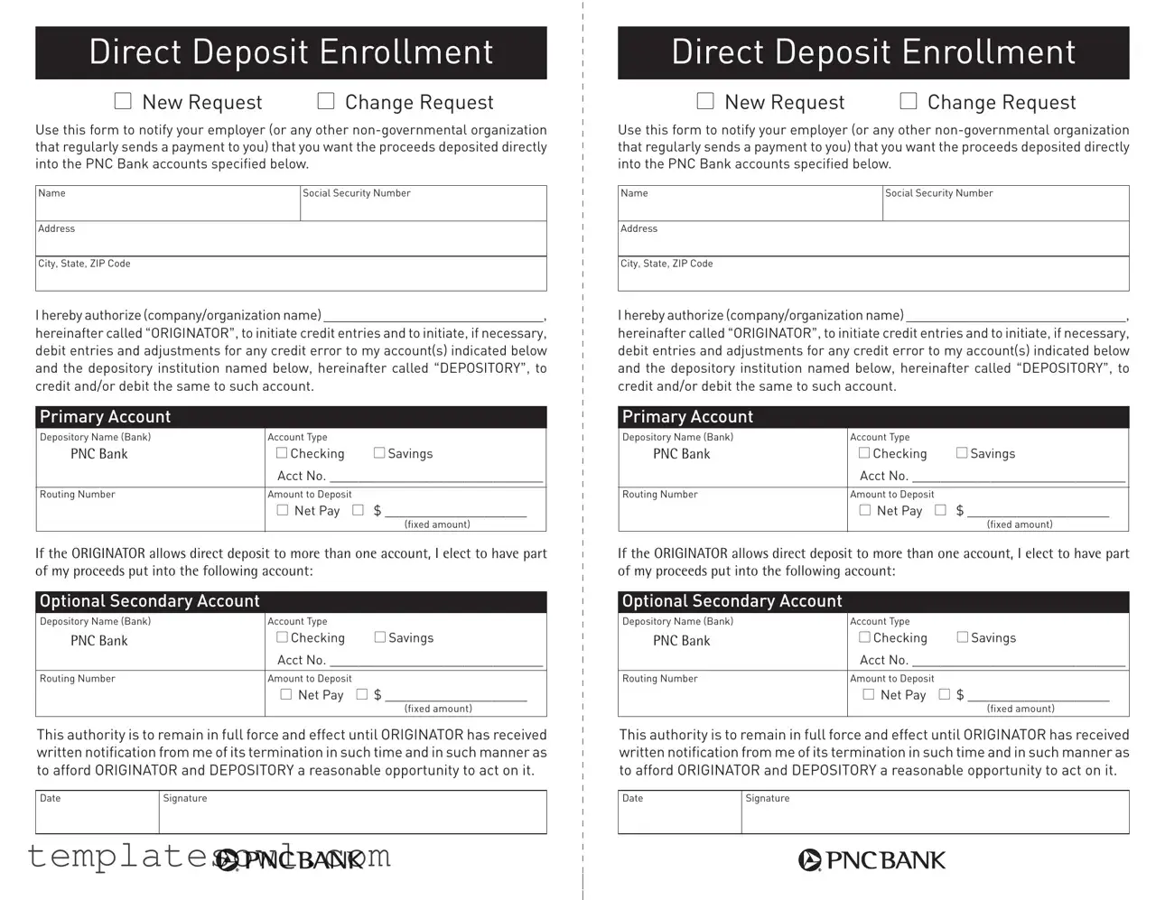 Fill Out Your Pnc Direct Deposit Form