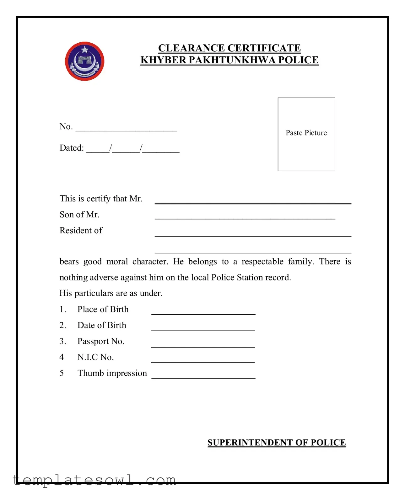Fill Out Your Police Clearance Certificate Form
