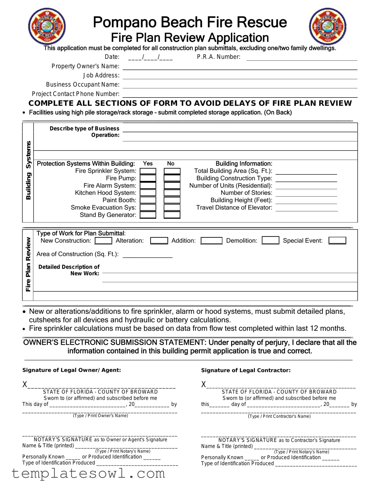 Fill Out Your Pompano Beach Fire Department Form