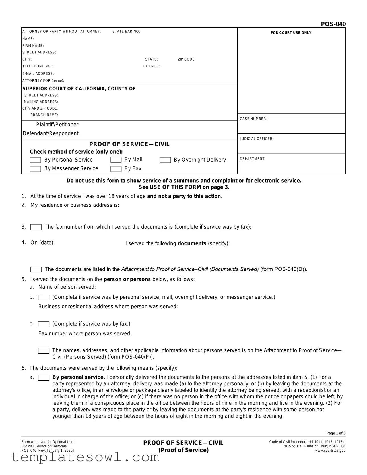 Fill Out Your Pos 040 Form