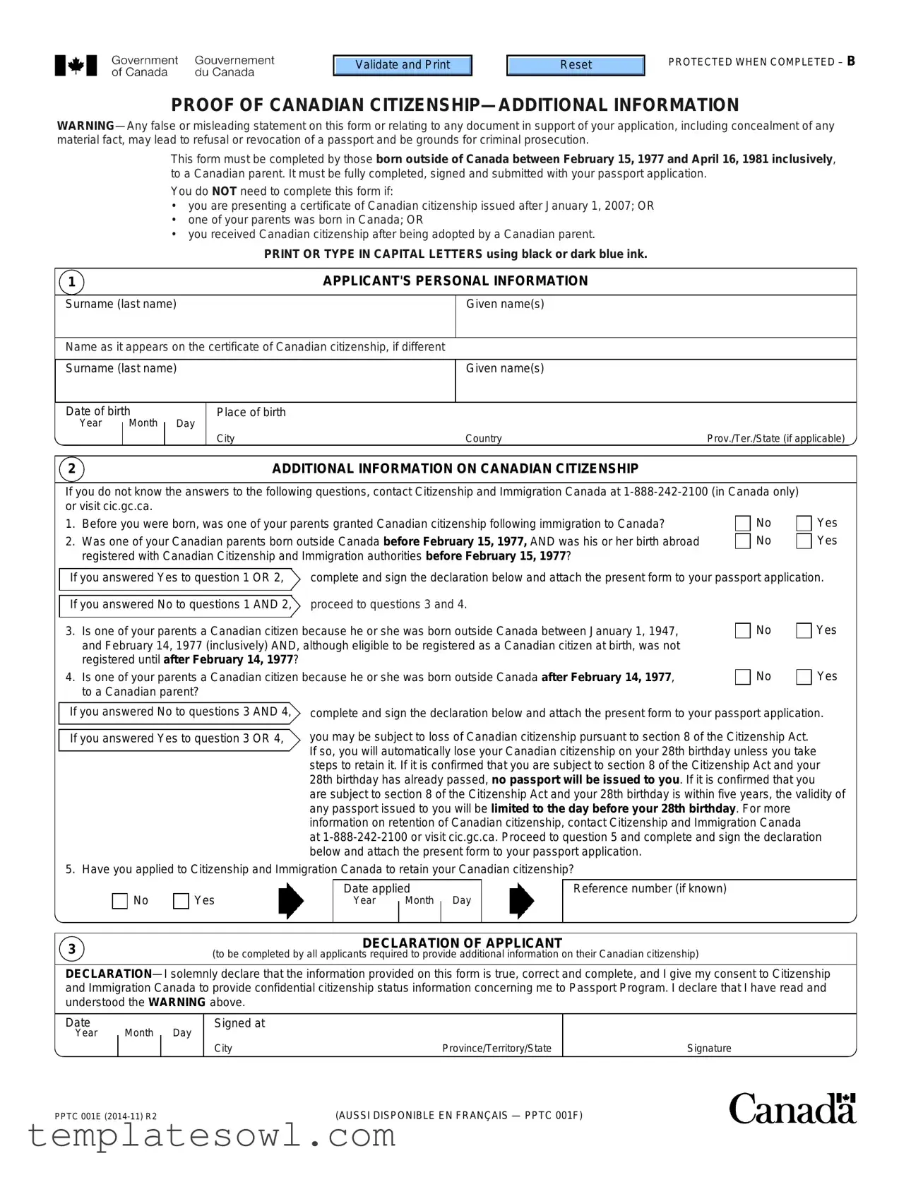 Fill Out Your Pptc 001 Form