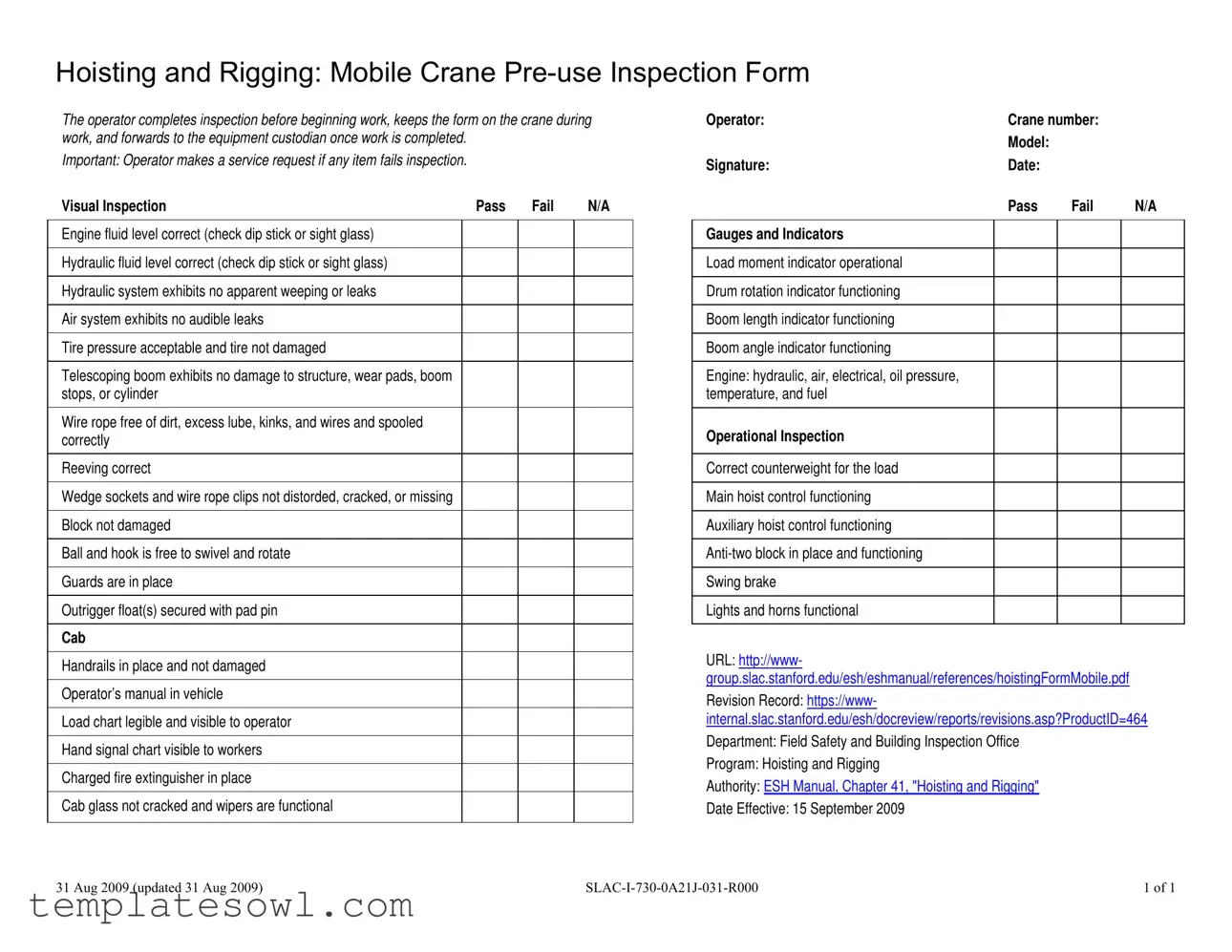 Fill Out Your Pre Use Inspection Checklist Form