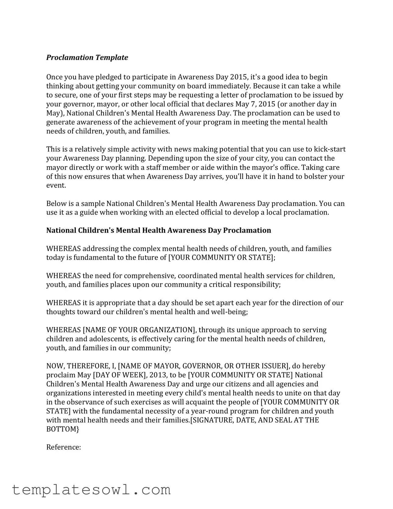 Fill Out Your Proclimation Form