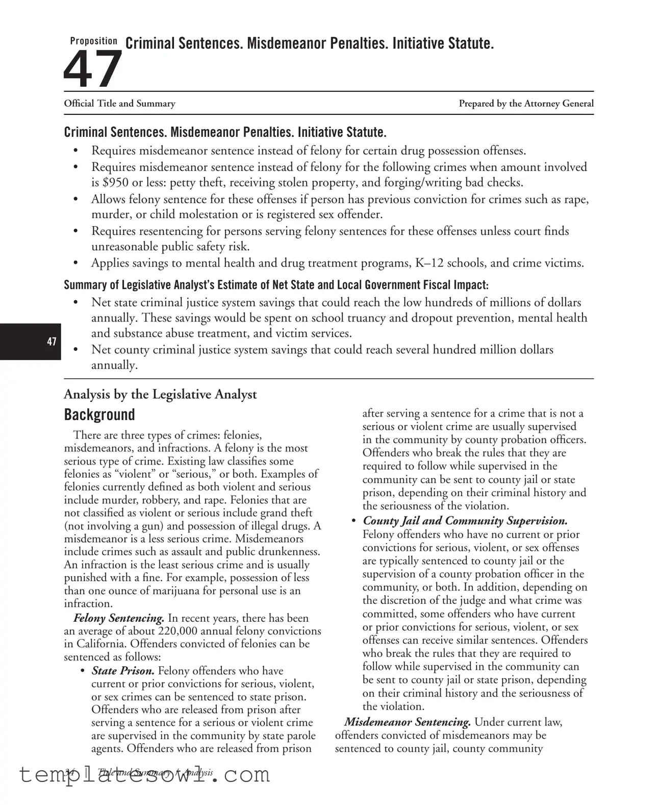 Fill Out Your Prop 47 Form