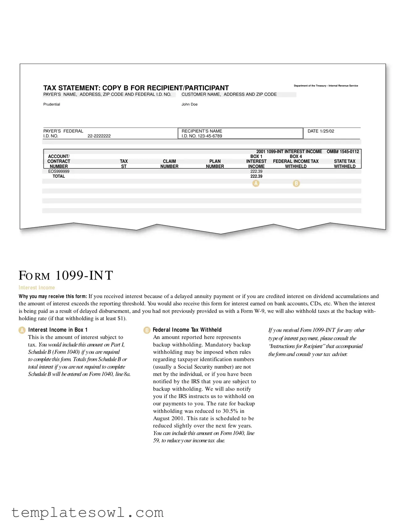 Fill Out Your Prudential 1099 Int Form