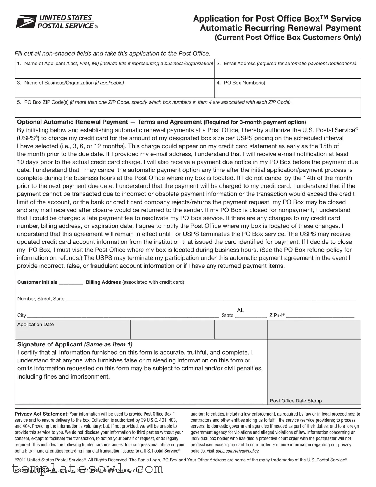 Fill Out Your Ps 1093 A Form