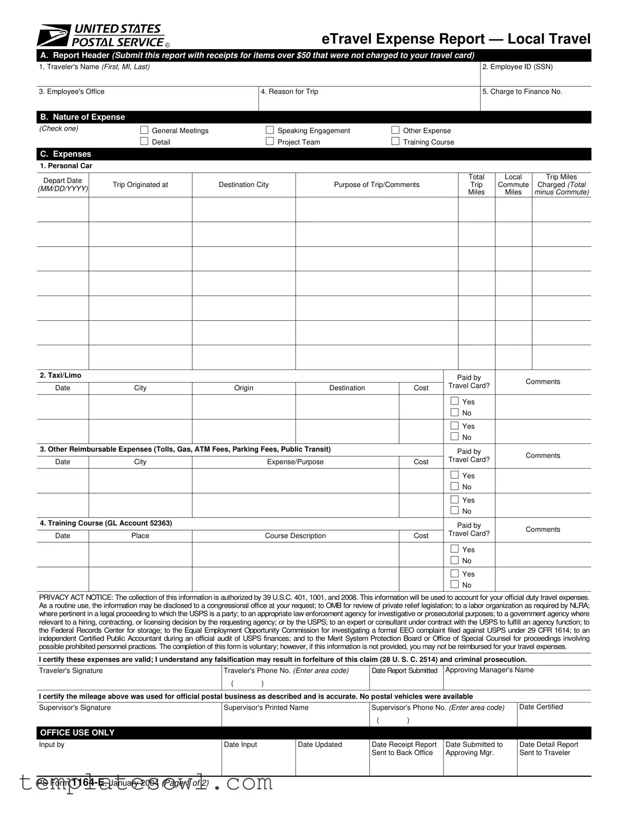 Fill Out Your Ps 1164 E Form