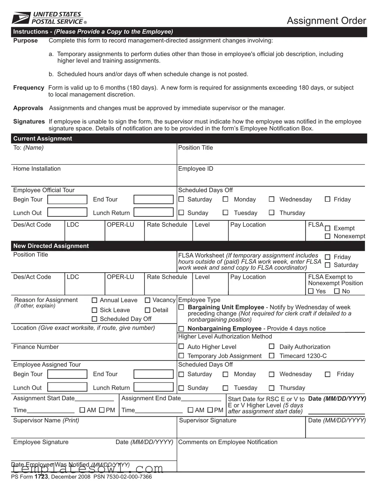 Fill Out Your Ps 1723 Form