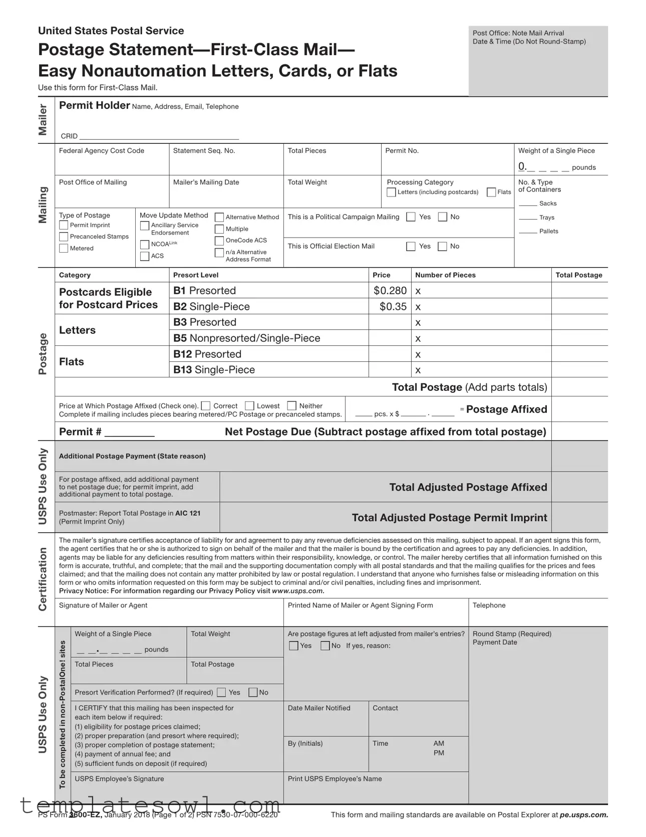 Fill Out Your Ps 3600 Ez Form