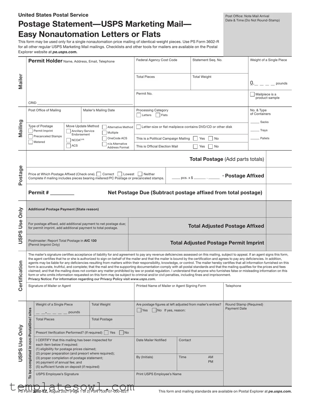 Fill Out Your Ps 3602 Ez Form