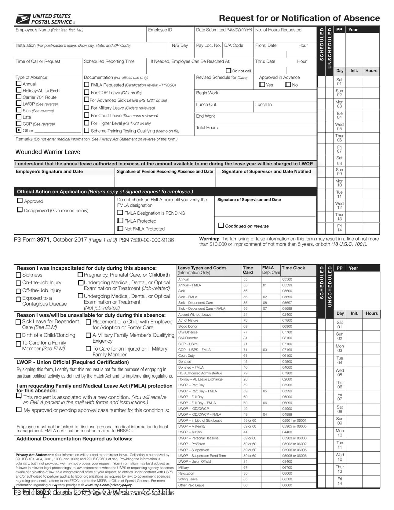 Fill Out Your Ps 3971 Form
